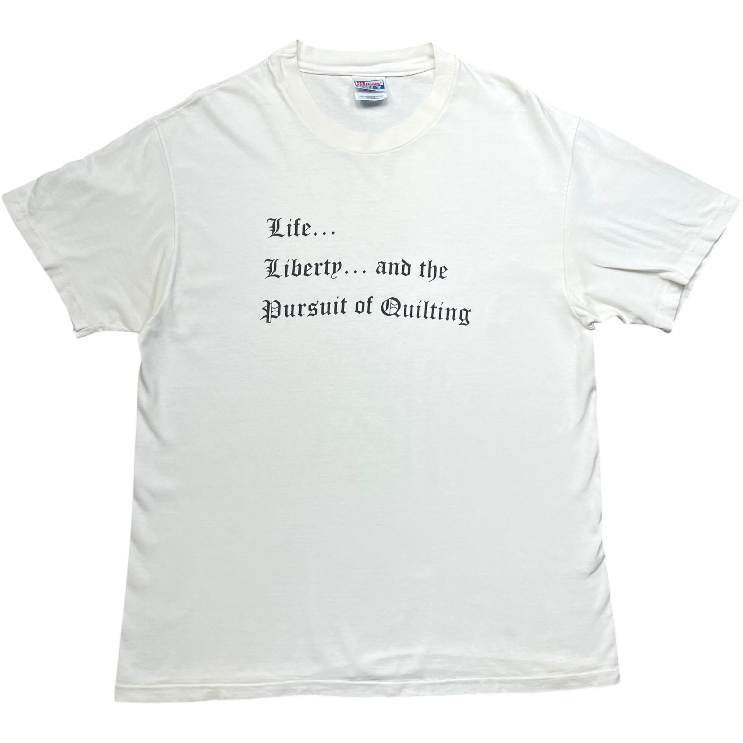 《L》 Hanes ヘインズ Tシャツ メッセージプリント オールドイングリッシュ ホワイト USA製 90年代 vintage no.8787