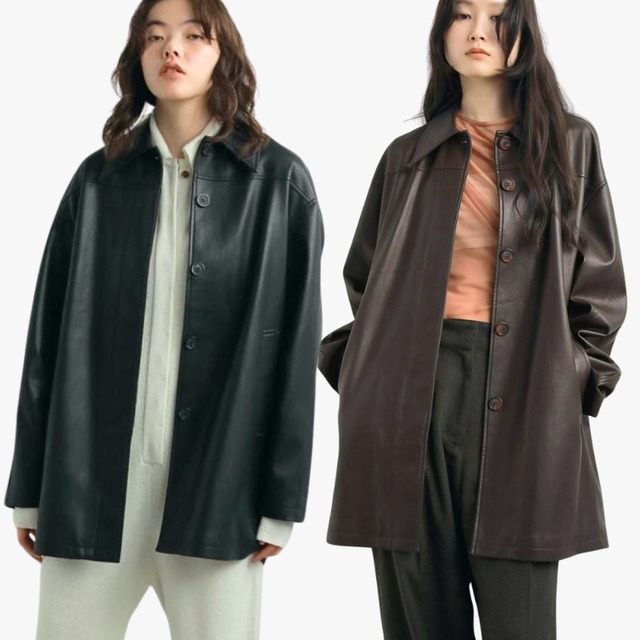 【 anuke 】Ecoleather Over Jacket