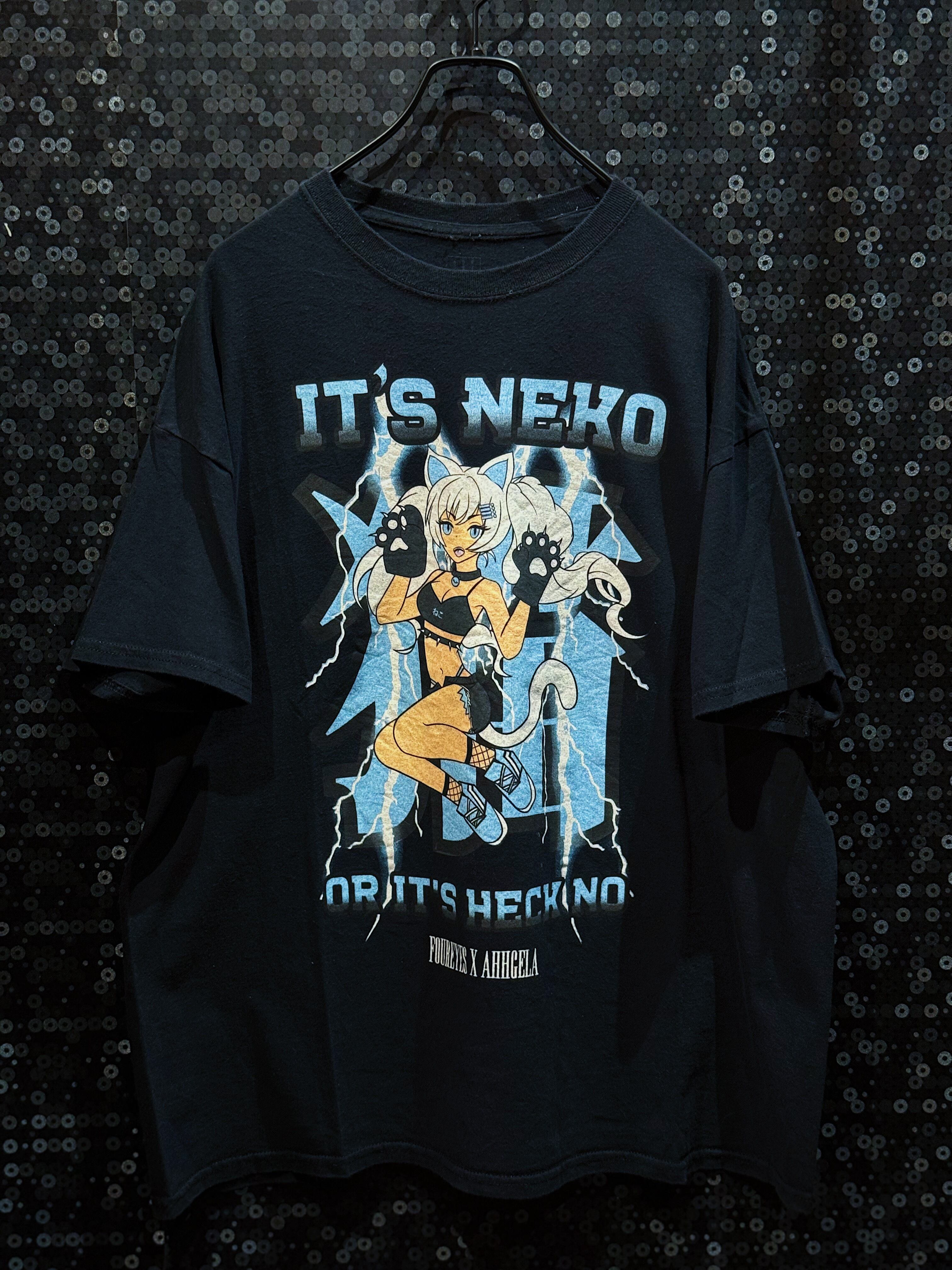 【ÆIEM】“IT’S NEKO OR IT’S HECK NO”vintage Foureyz and Ahhega collaboration anime taste T-shirt