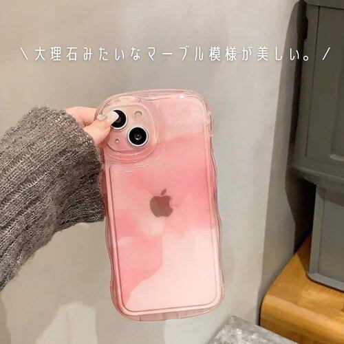 新品》 saymi ピンク ウェーブ おしゃれ 韓国 iPhone12 ケース