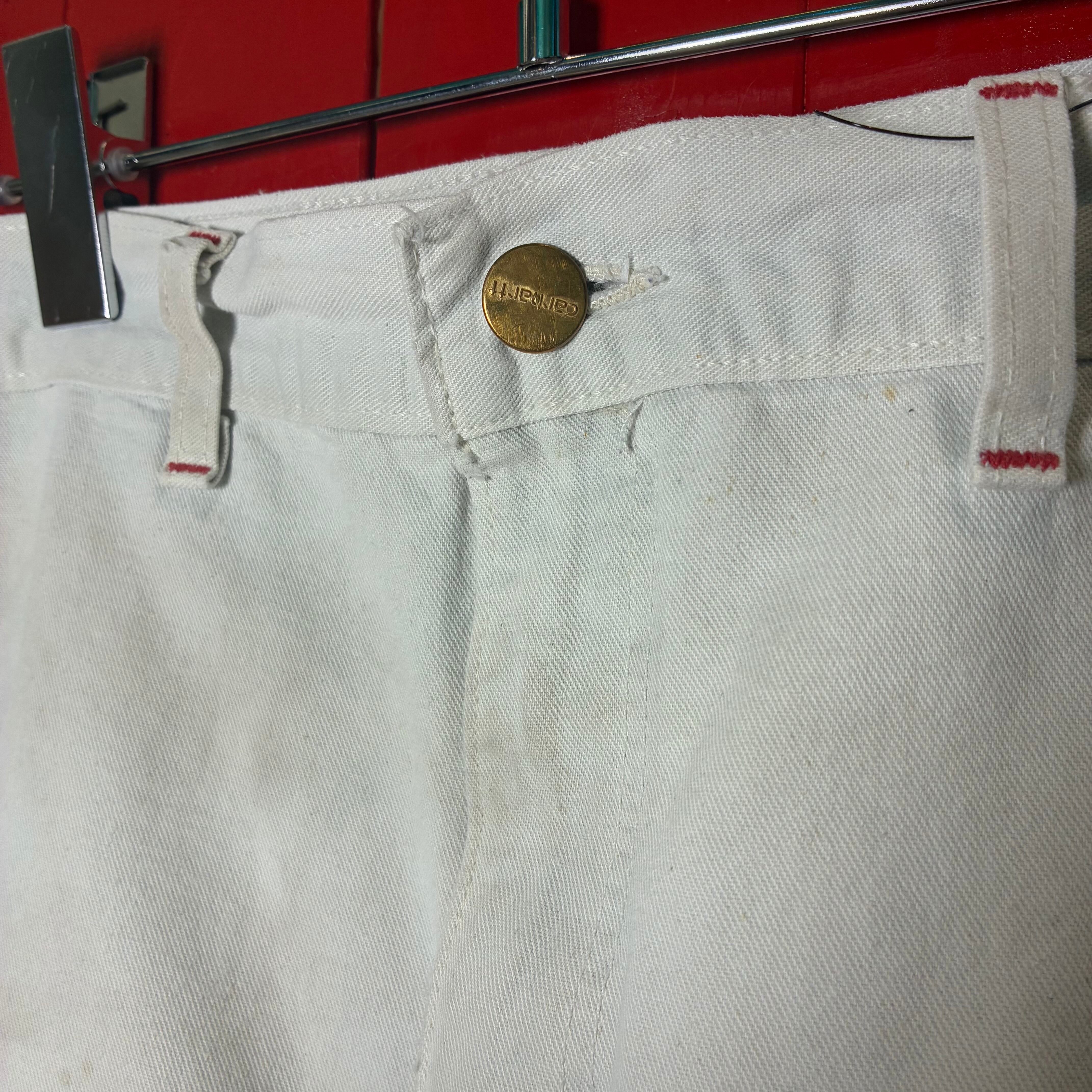 90s USA製 Carhartt ダブルニーペインターパンツ 白 コットンワーク