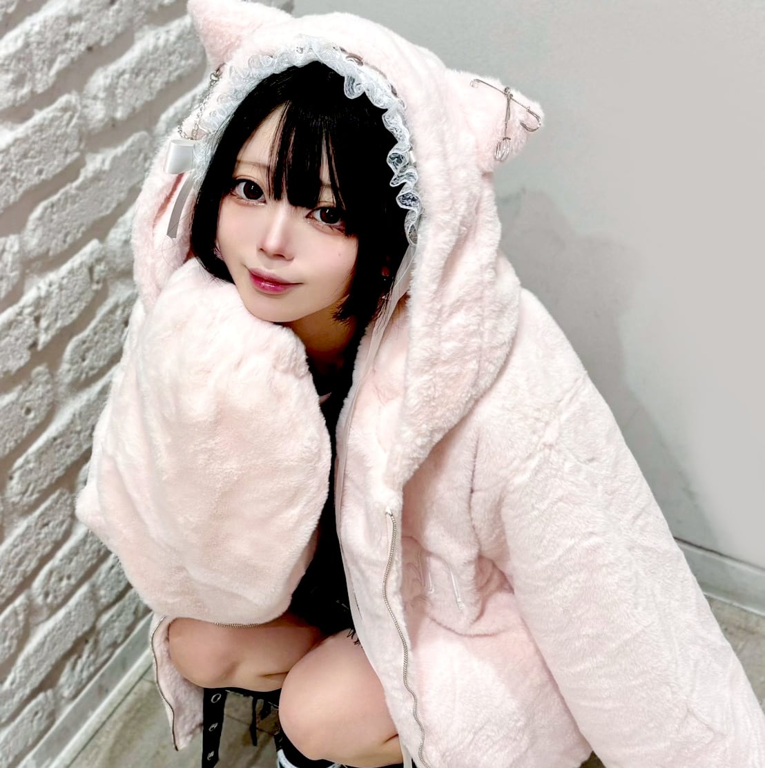 VOLCAN&APHRODITE ふわもこネコ耳ファーBIGブルゾン 10/8 再入荷！】ふわもこ ネコ耳ファーBIGブルゾン(BLUE