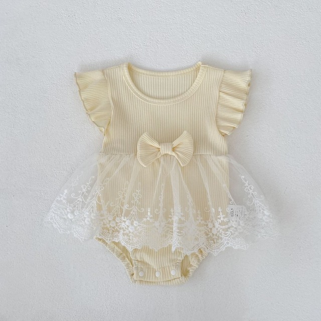 【BABY】イエローリボンチュールフリルロンパース - 9