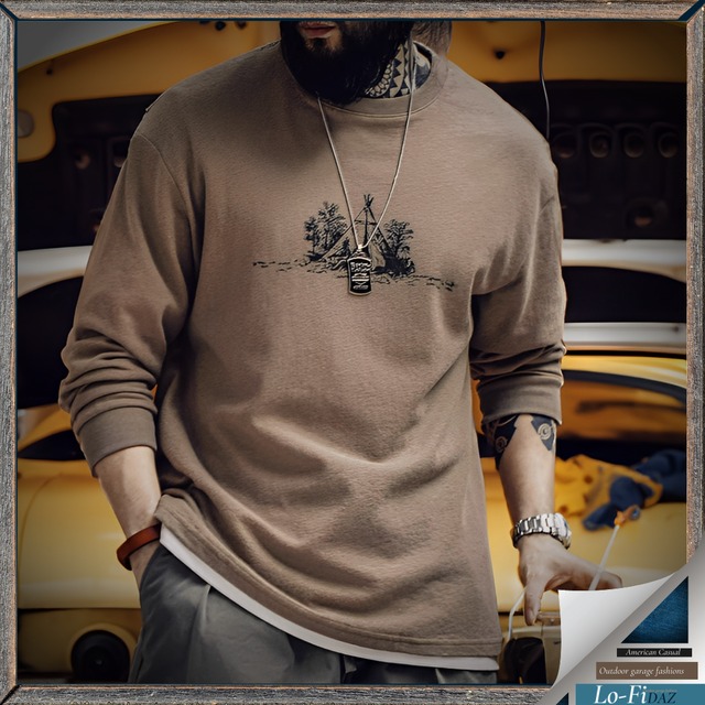 アウトドアプリント ロングTシャツ 30396