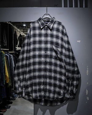 【add (C) vintage】“NAUTICA” Monotone Vintage L/S Ombre Check Rayon Shirt