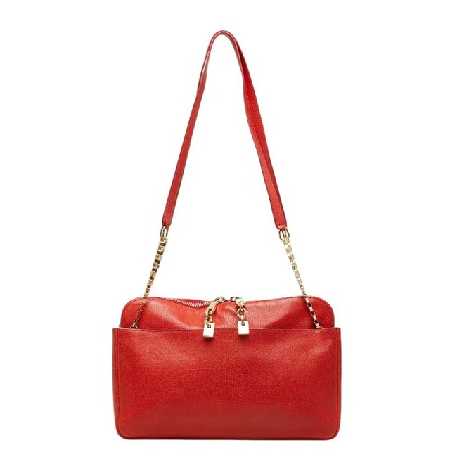 クロエ ルーシー チェーン ショルダーバッグ トートバッグ レッド レザー レディース Chloe 【中古】