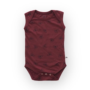 【在庫限りOUTLET】earthlings オーガニックノースリーブボディースーツ　Burgundy　12-18M｜18-24M