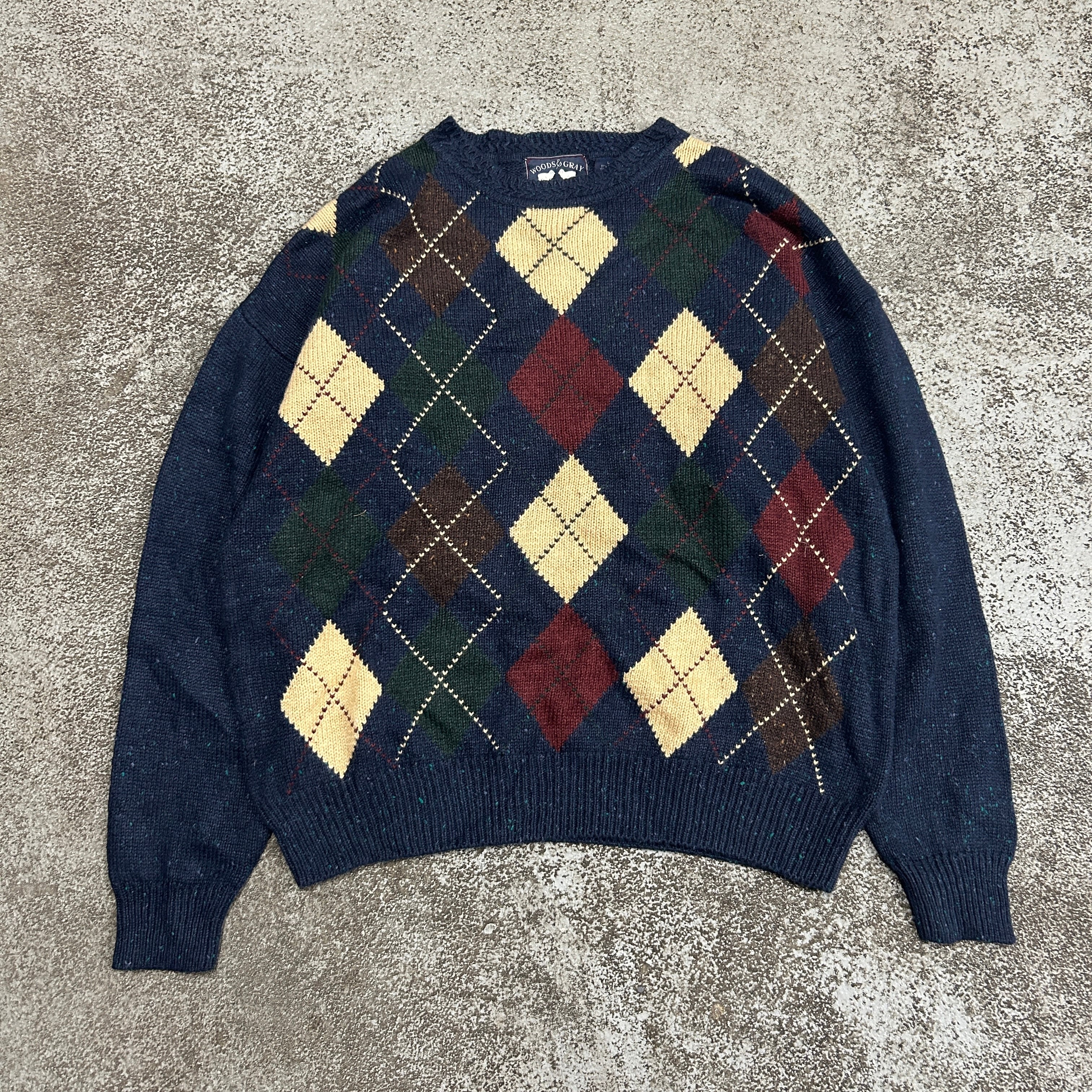 OLD argyle pattern design Knit Navy