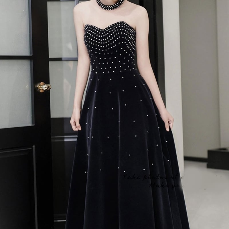 チョーカー付きラインストーンドレス D0480 | La Charme