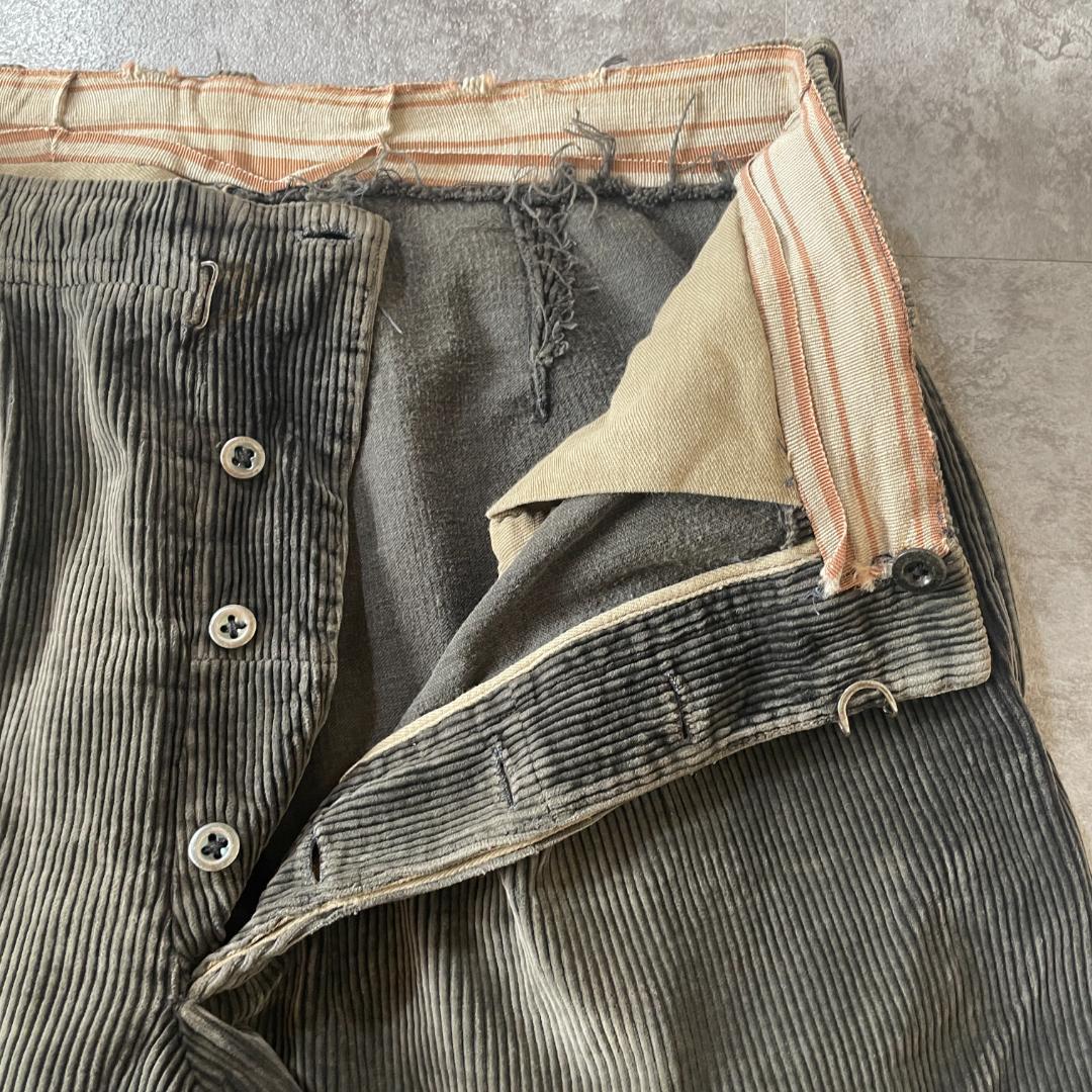 50s 襤褸 パッチワーク フレンチワーク 太畝コーデュロイ パンツ W30 | ib2