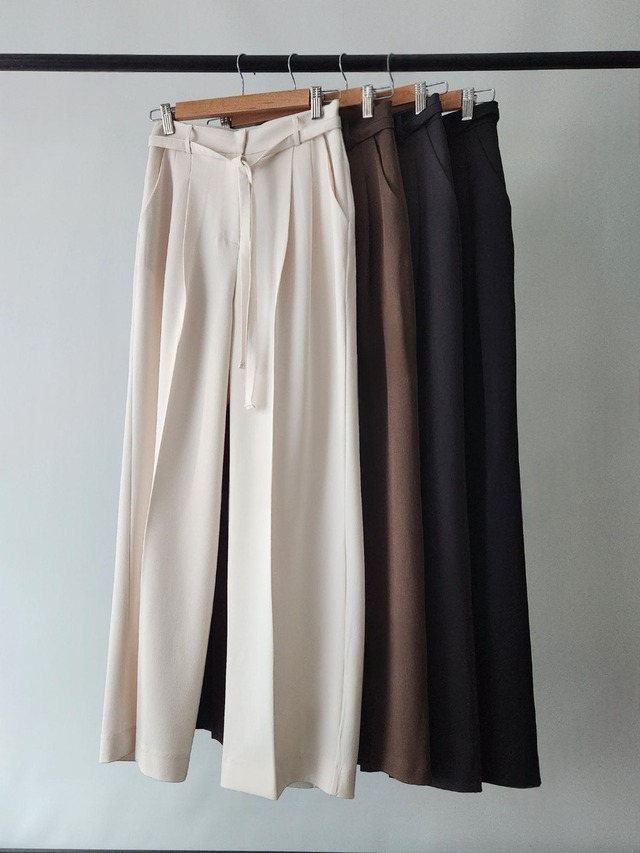 Waist Detail Tuck Wide Slacks