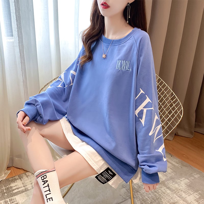 フェイクツーピース トレーナー 重ね着 スウェット 韓国 cr6167 フェイクレイヤード スウェット トレーナー 重ね着風 韓国