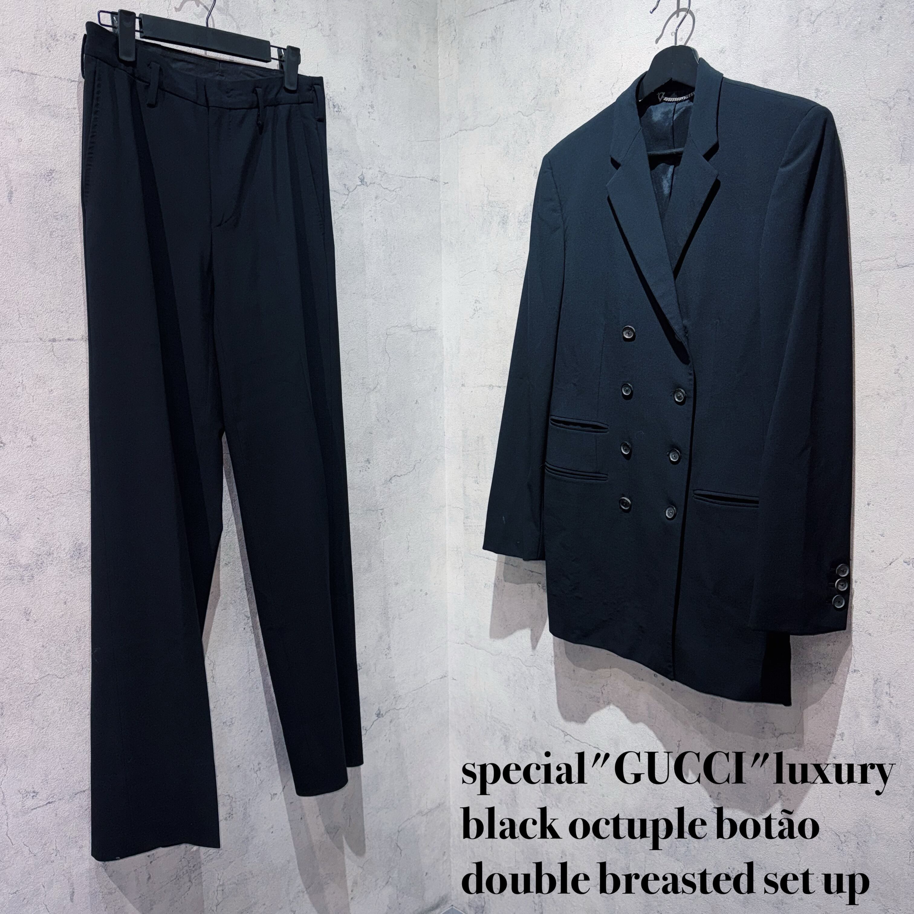 special"GUCCI"luxury black octuple botão double breasted set up