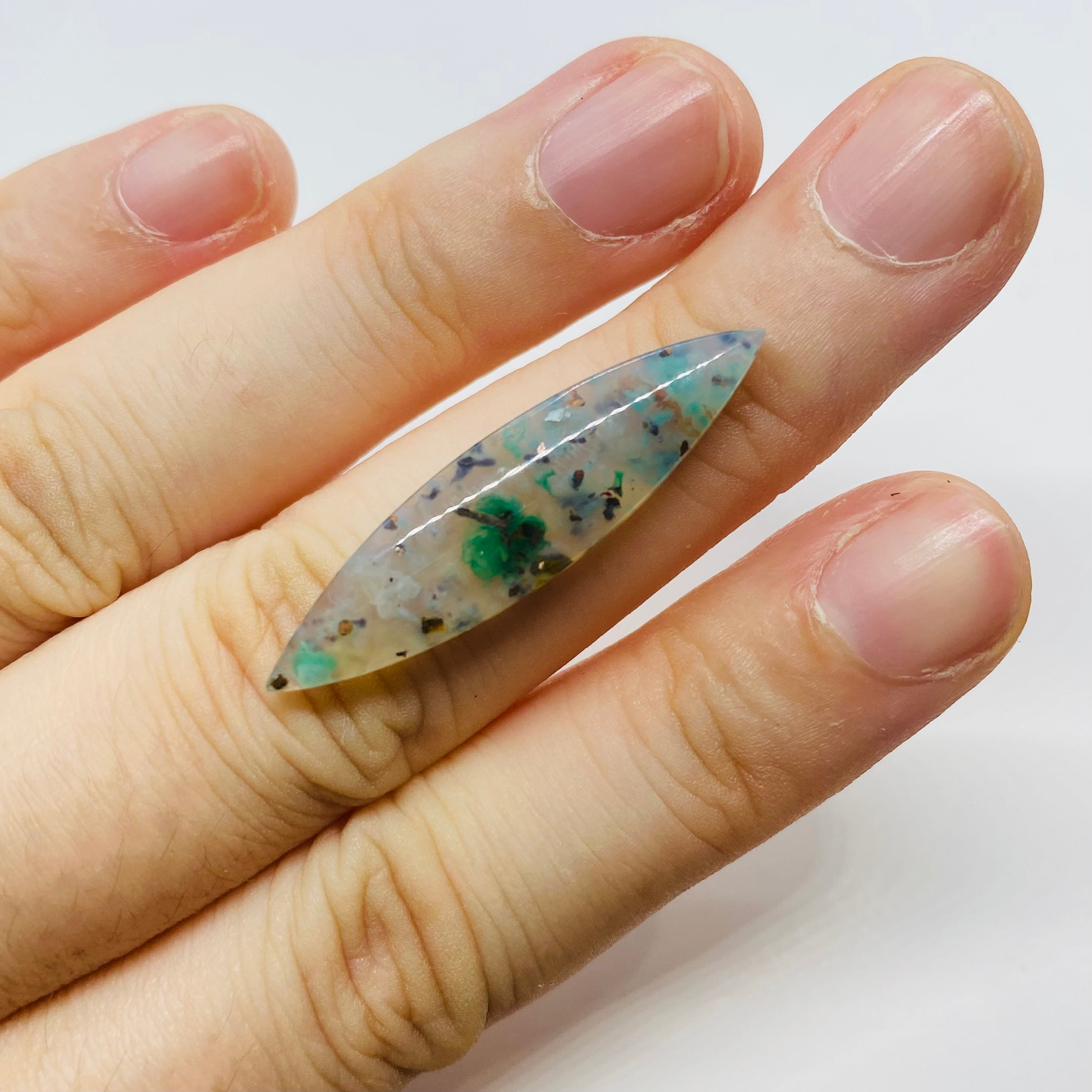 水中花　クリソコラ、自然銅入りアゲート