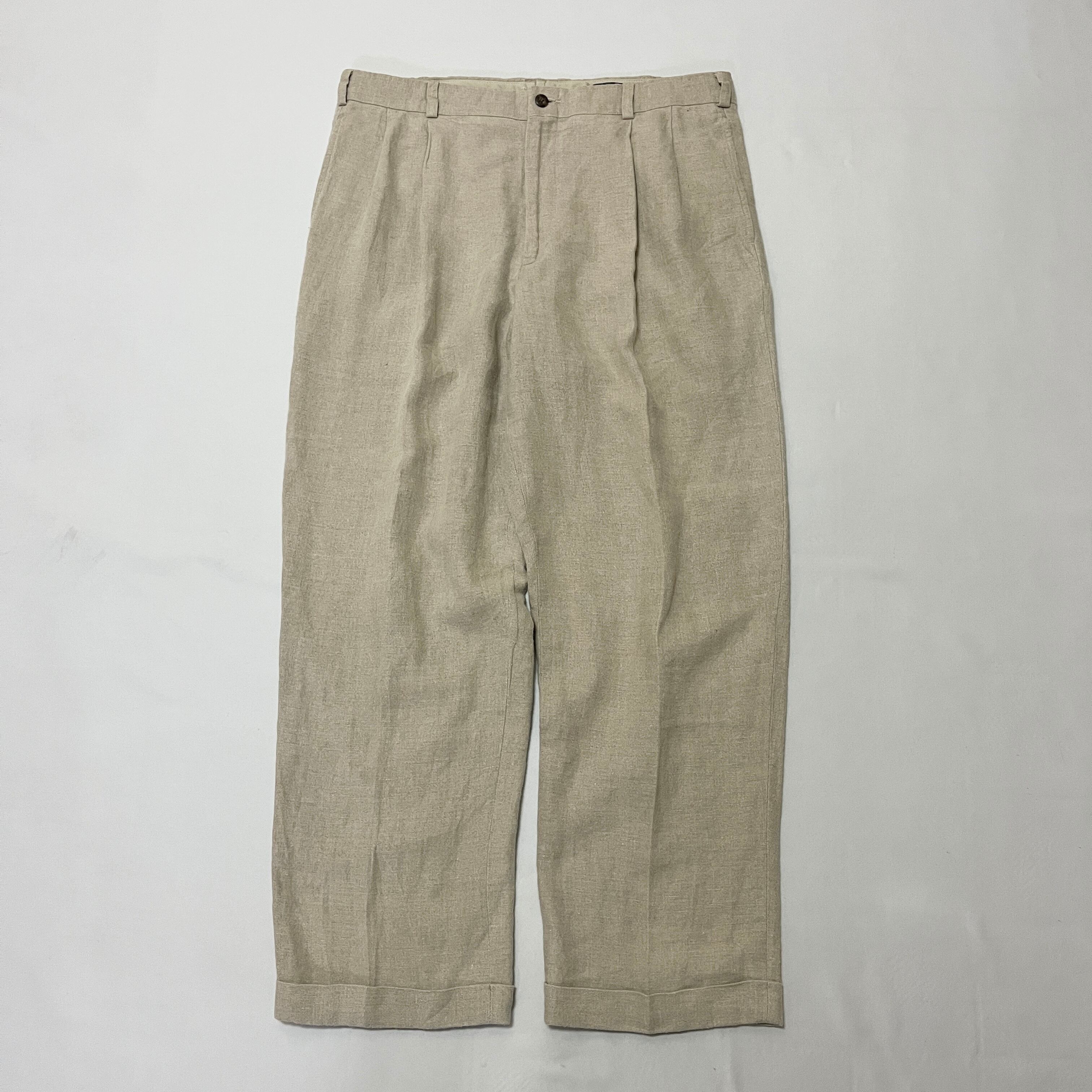 00s Eddie Bauer ベルギーリネン ツータック スラックス エディ