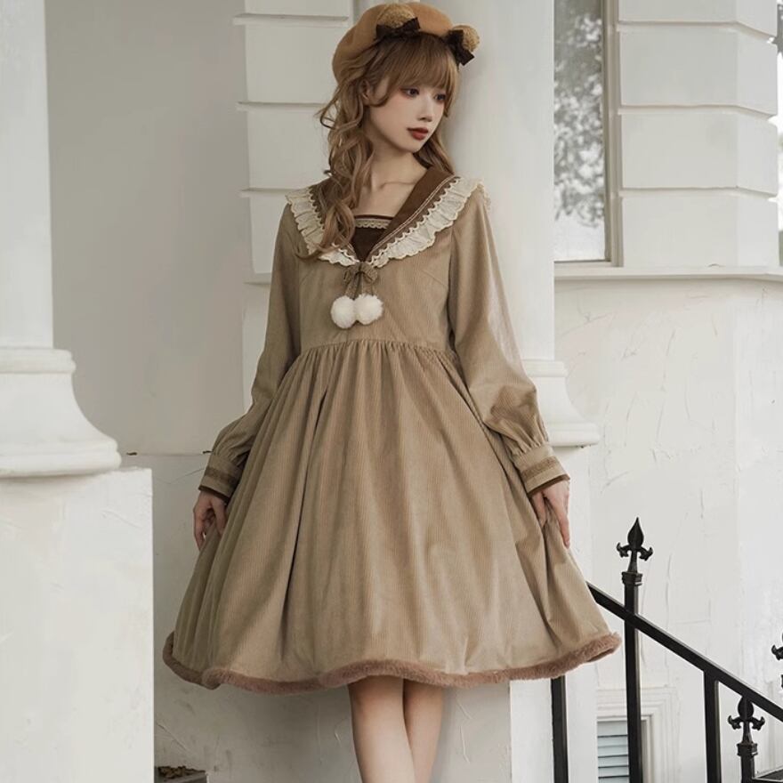 ゴスロリ通販 With U 11月20日出荷 クラロリ ワンピース レトロ 学園風 双子コーデ ガーリー 大人ゴシック 病み可愛い 原宿ファッション