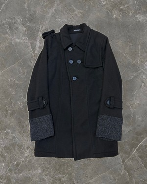 "undercover 96aw" flap panel design middle length coat