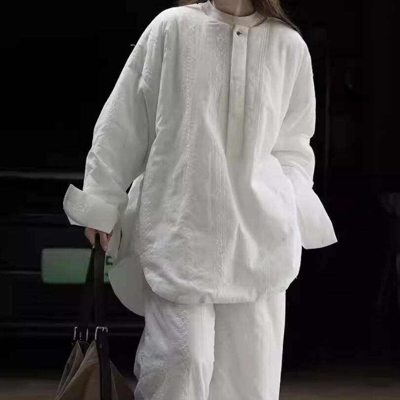 トップス gadid anoniem lizzie white 0size ノーカラーデザイントップス ・20566 | stir - ステア｜大人カジュアル