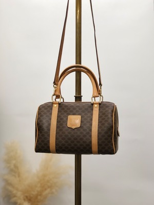 CELINE セリーヌ マカダム ショルダーバッグ ブラウン ブラゾン型押し  
