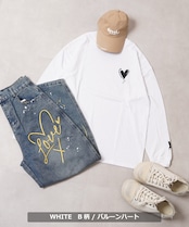 ◆ハート刺繍 ワイドシルエット L/S Tee◆bf-25101