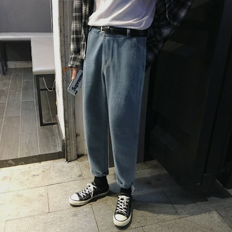 全2色 デニム パンツ ストレート カジュアル シンプル 無地