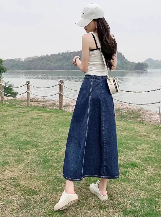 ブルーデニムスカート デニムスカート タイトスカート スカート レディース 膝上