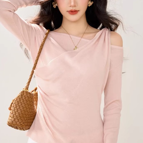 ワンショルアシメデザインニットトップス ・75279