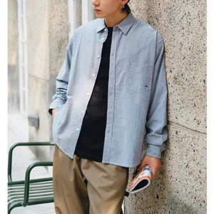 Minimal embroidery pocket shirt 1361