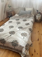 ザクロの木　シングルサイズ　ブロックプリントキルト　お布団　