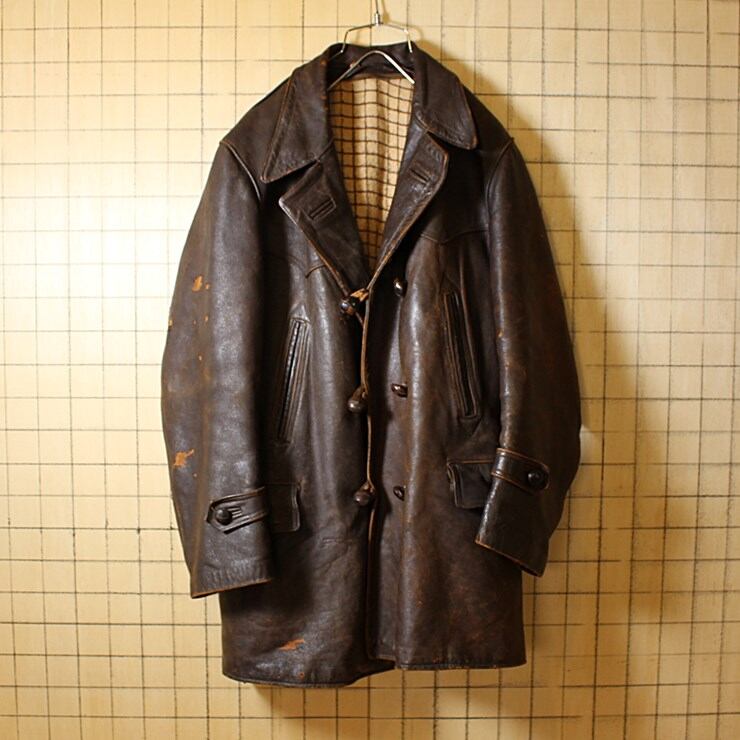 ヨーロッパ古着 ブラウン レザーハーフコート ジャケット 裏地 ヨーロッパ古着 ブラウン レザーハーフコート ジャケット 裏地