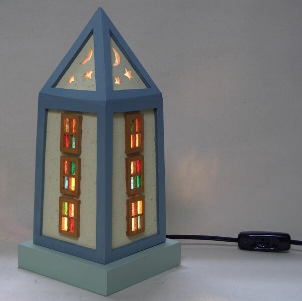 木とステンドグラスのランプ（at_02） | Suzuki Craft