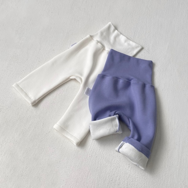 【66-90】冬厚手裏起毛ハイウエストお腹カバー付きストレッチパンツ ベビー キッズ 男女兼用