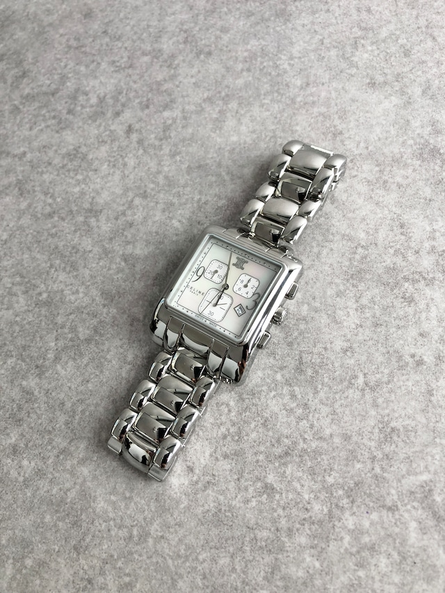 CELINE セリーヌ 腕時計 シルバー クロノグラフ パール ステンレススチール vintage ヴィンテージ オールド hxzjjf