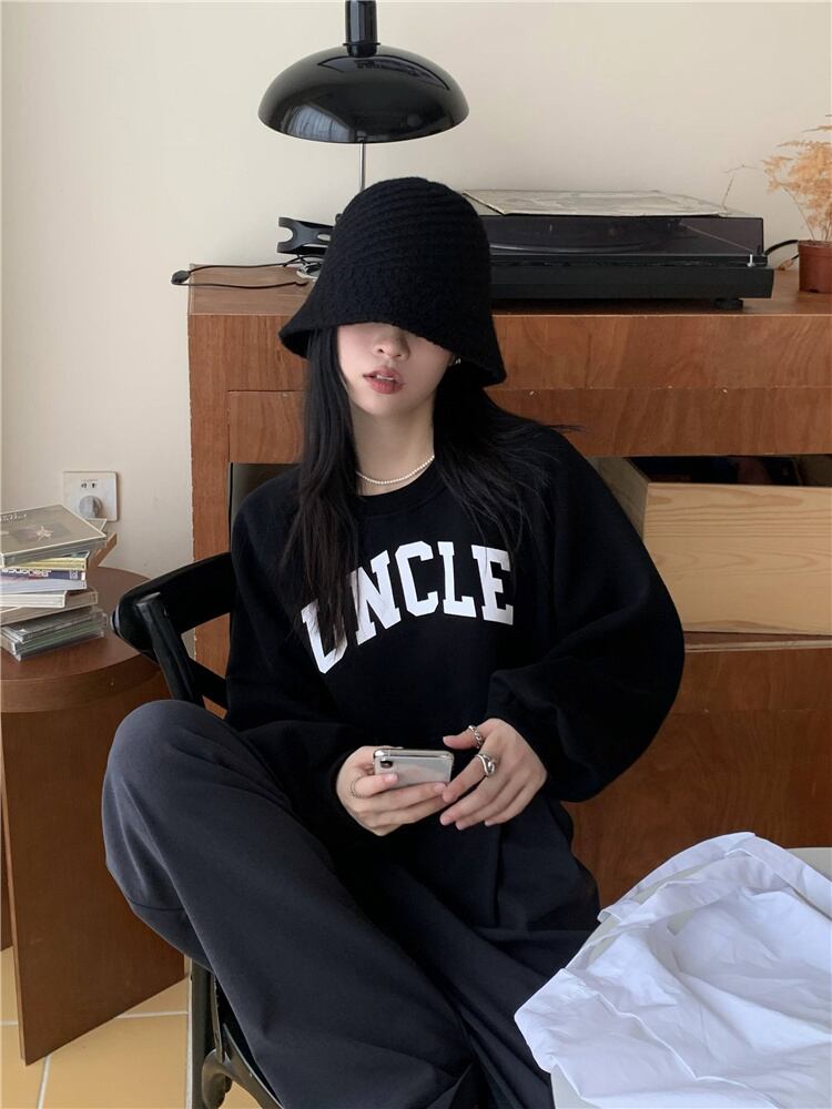 ショートルーズセーター ジャケット レディースオータムカジュアルプルオーバー トップス ロング 秋物 モンロー93904624902