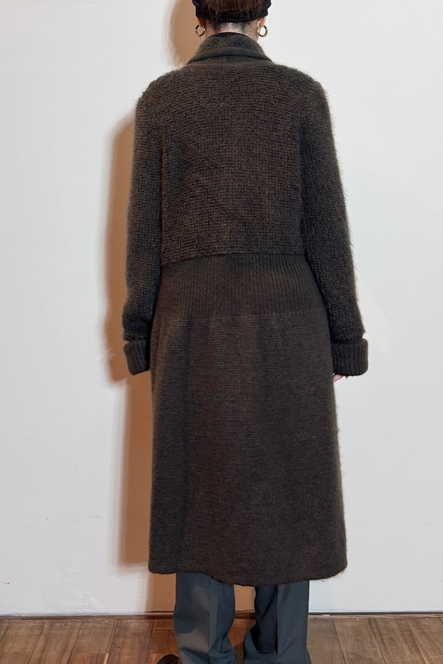 Sonia Rykiel フランス製 ロングコート アルパカ混 黒 ローブコート SONIA RYKIEL ニットコート | DROOMTUIN_VINTAGE