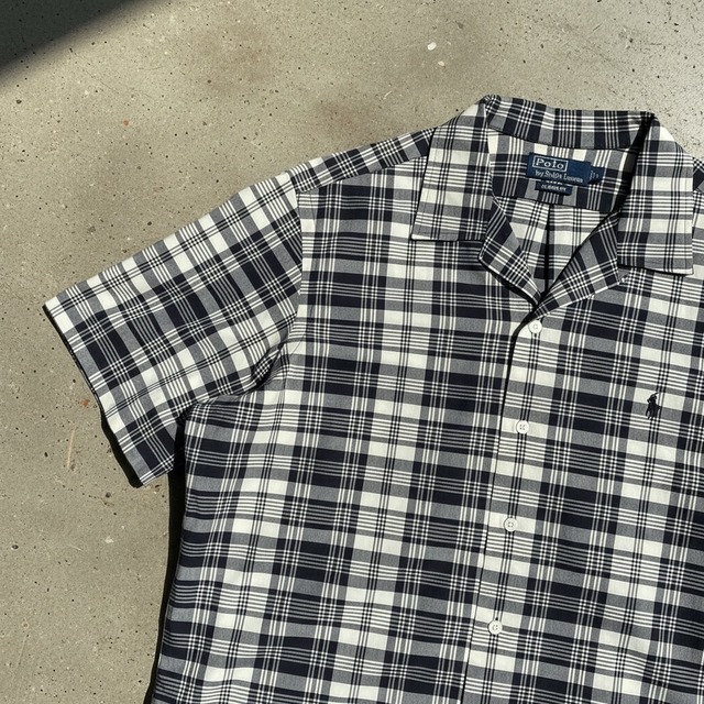 ［黒×白］90s Polo Ralph Lauren オープンカラーシャツ ラルフローレン