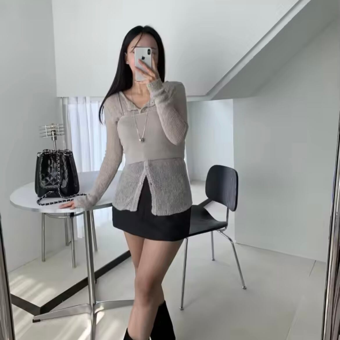 fluffy knit bustier set