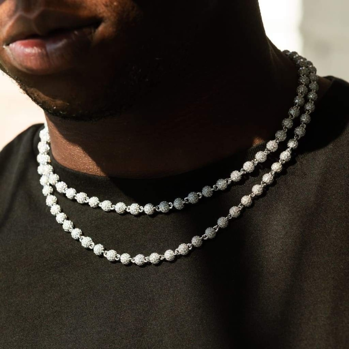 Iced Out Ball Necklace 【GOLD/ WHITE GOLD】 | Glitter