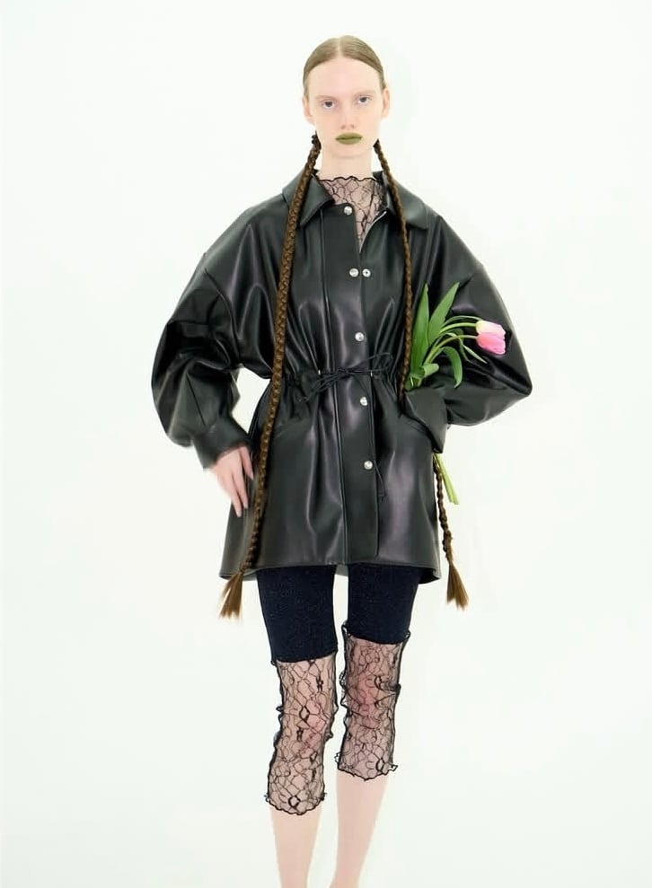 DECO fake leather open jacket | AAR