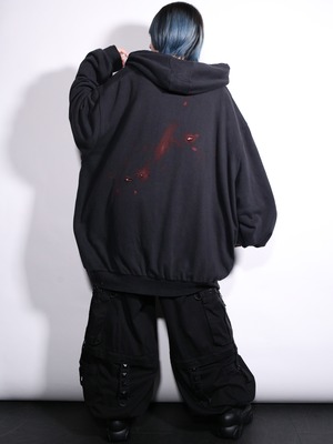 REMAKE / blood heart design zip-up foodie