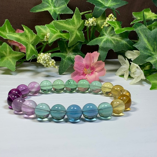 A85.透明☆発色美しい グラデーションフローライト ブレスレット