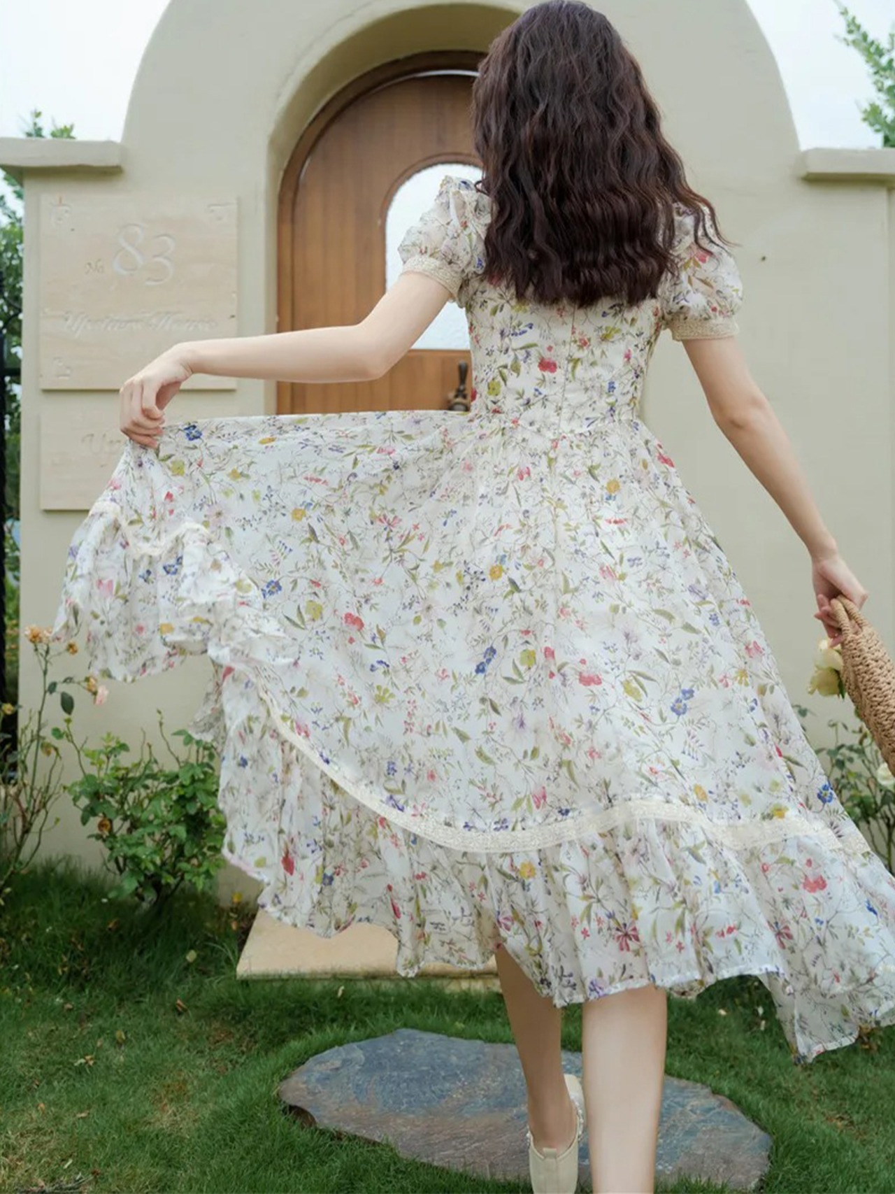【0064】Colorful Small Floral Pattern Short Sleeve Dress