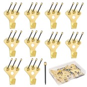 girldate 壁掛けフック(10個入り)釘付き 安全荷重34kg 多機能フック 石膏ボード 壁傷付けない 錆びにくい 落下防止 絵画 額縁 時計 服掛け用(ゴールド)