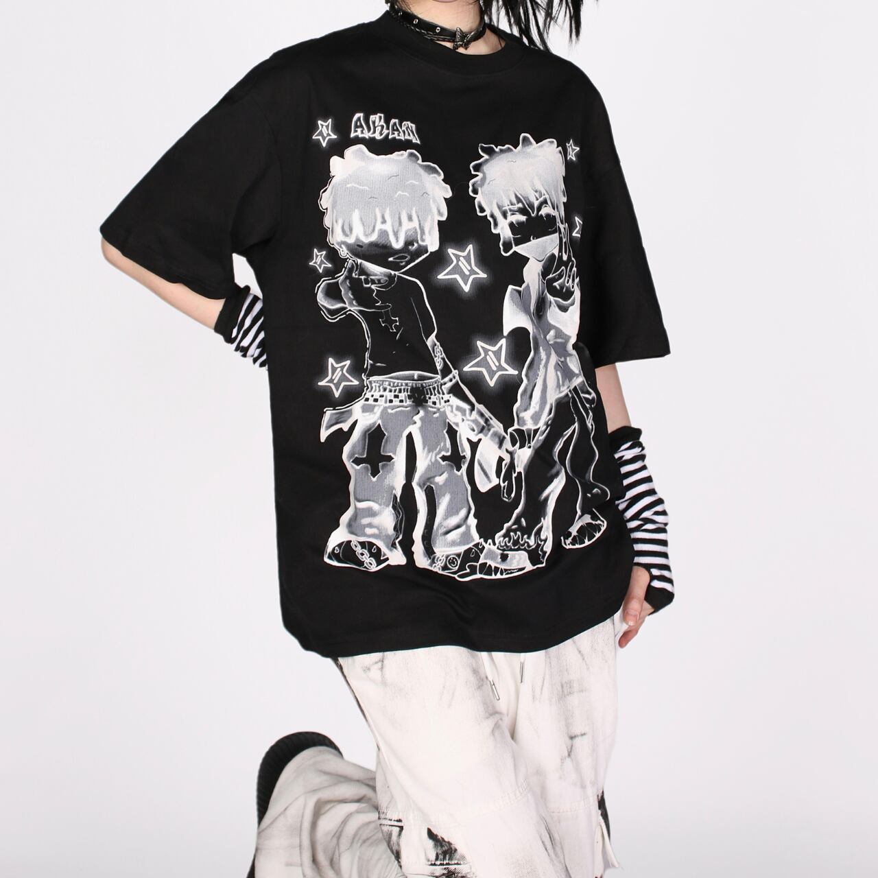 パンクコミックデザインTシャツ 2color 1171