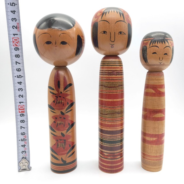 二代目 武周・渡辺鉄男・斎藤弘道・こけし・民芸品・伝統工芸・3体セット・No.260909-08・梱包サイズ60