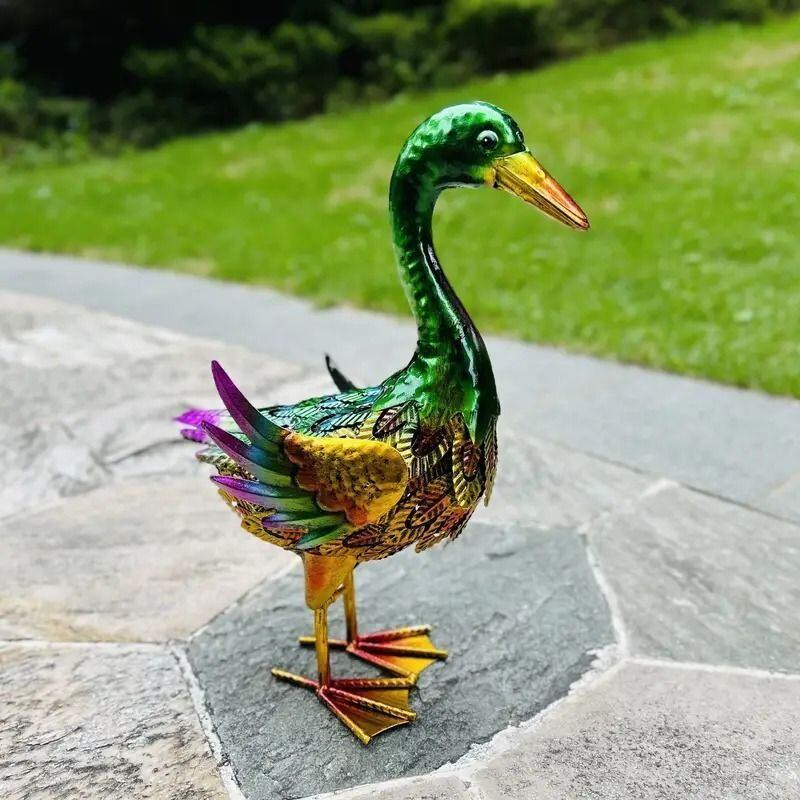ガーデンオーナメント アヒル カラフル オブジェ ガーデンデコ 鳥