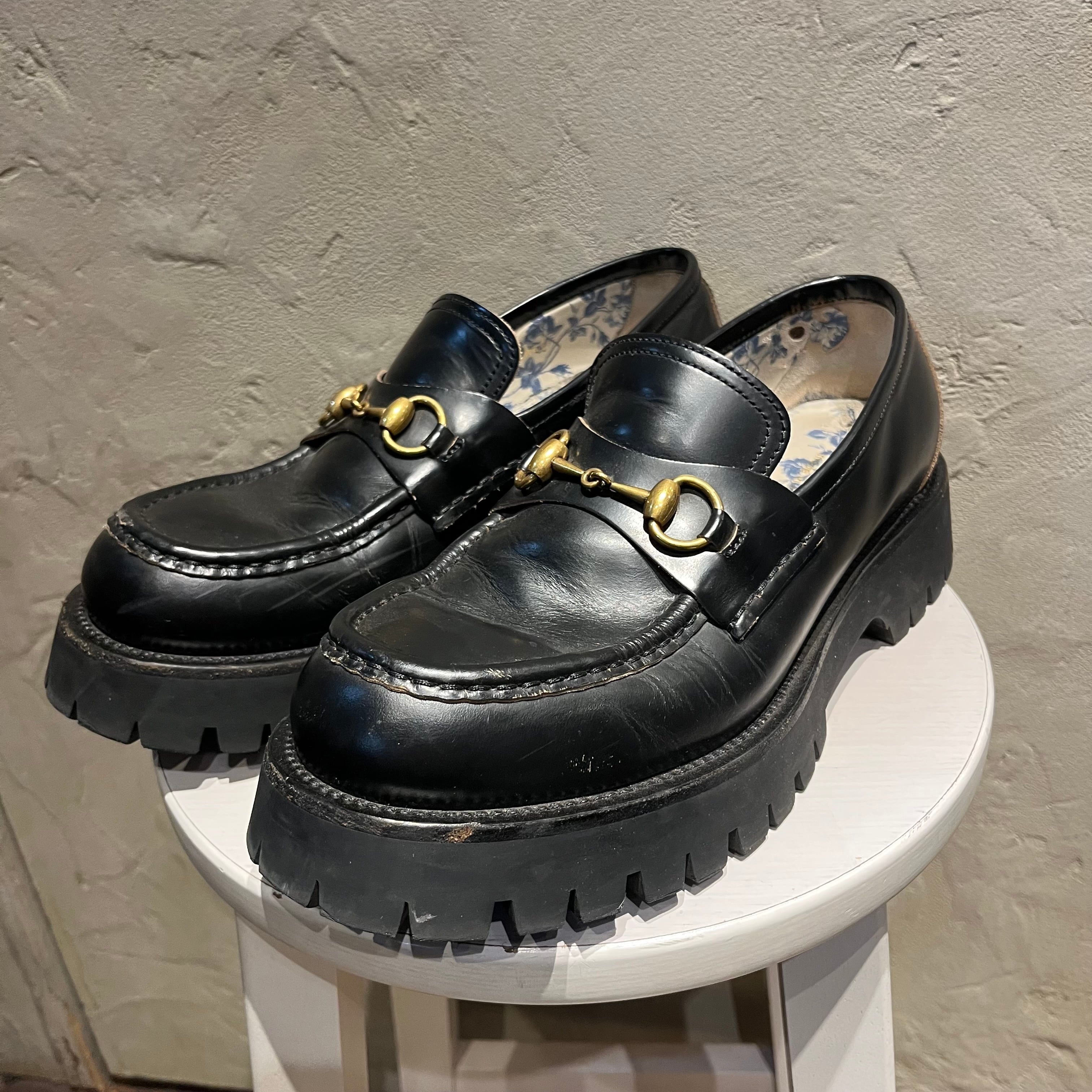GUCCI グッチ ラグソール ホースビット ローファー ブラック GUCCI グッチ ラグソール ホースビット ローファー ブラック