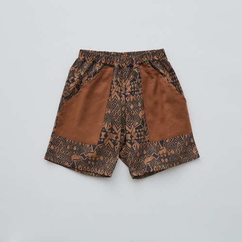 《eLfinFolk 2022SS》Folk art print  shorts / brown / 90-130cm