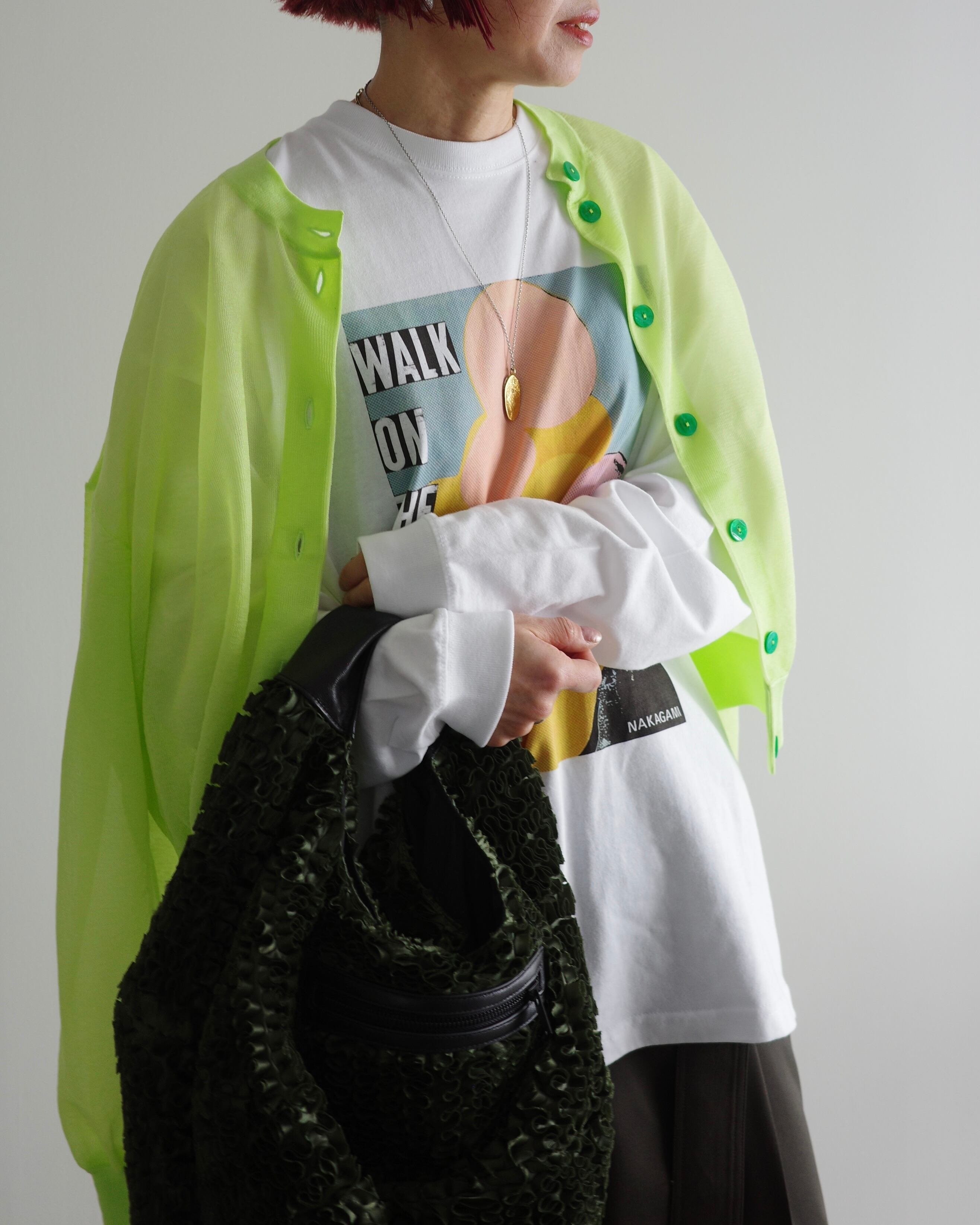 ENFOLD / SHEER CARDIGAN -L/GRN- | LA VILLA ROUGE