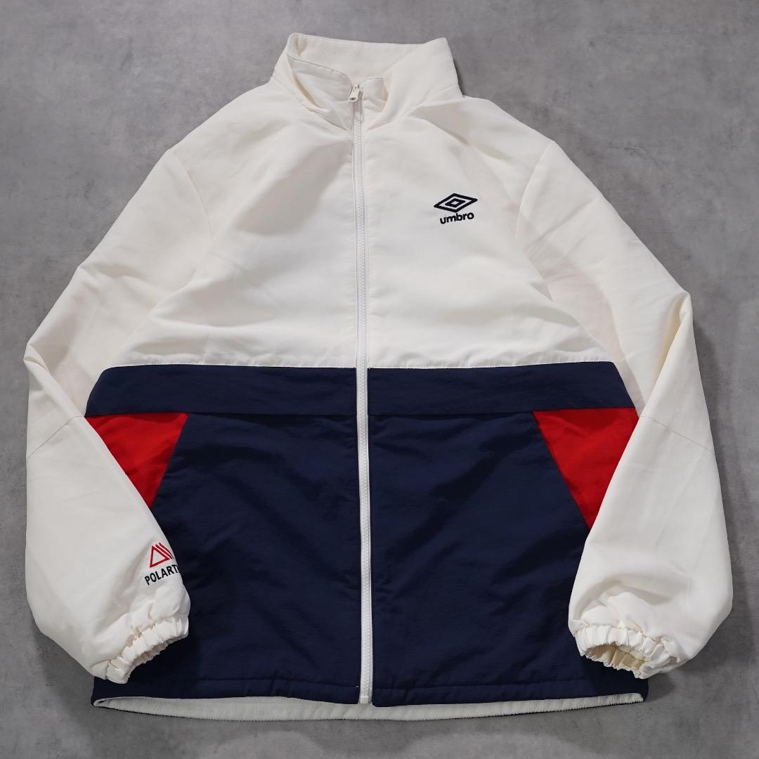 アンブロ ジャケット リバーシブル フリース 古着 ビッグロゴ 刺繍 M 白